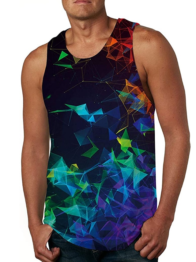  Men's Daily 3D Print Tank Top Vest Undershirt Shirt 3D Sleeveless Print Tops Casual Beach Rainbow / Summer