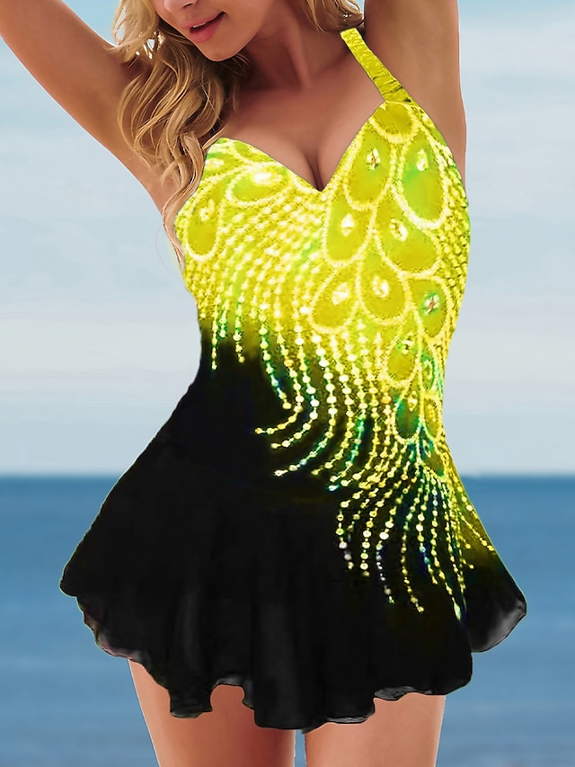  Women's Plus Size 2 Piece Slimming Tankini Swim Dress