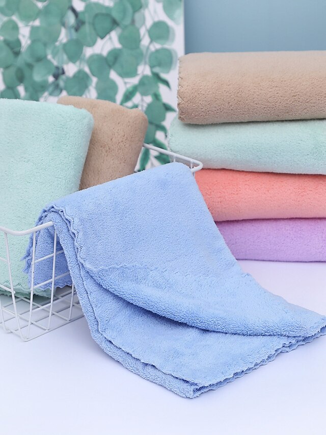  LITB Basic Bathroom Soft Coral Fleece Hand Towels Comfortable Daily Home Wash Towels 3 pcs in 1 set 35*75cm*3 in Random Colors
