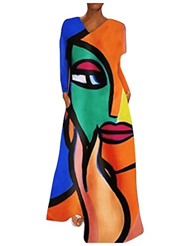  Women's Shift Dress Abstract human face (color) Abstract human face (orange) Abstract human face (pink) Abstract human face (purple) Abstract human face (green) Abstract human face (blue) Short Sleeve