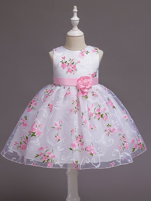  Little Girls' Blushing Pink Floral Tulle Dress