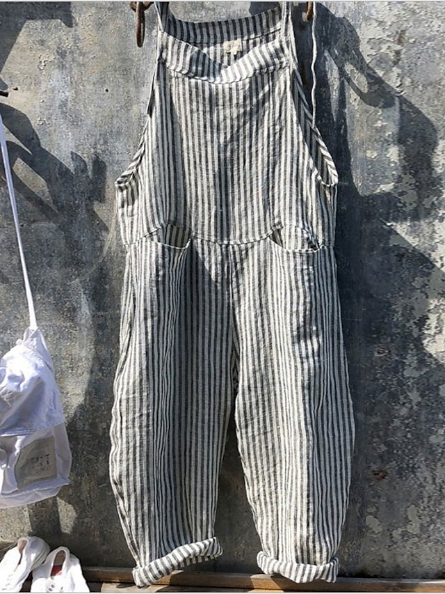  Women's Casual Summer Jumpsuits in Plaid and Stripes