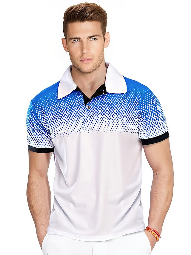  Men's Golf Shirt Tennis Shirt Color Block Collar Classic Collar Plus Size Daily Work Short Sleeve Print Tops Business Basic White Black Orange