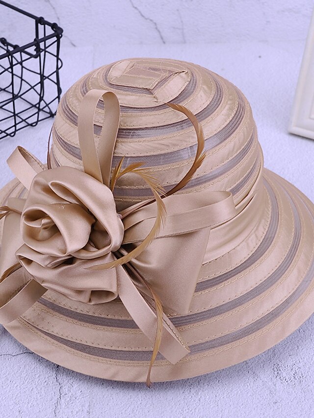  Women's Party Party Wedding Street Party Hat Solid Color Flower Black White Hat Portable Sun Protection Breathable / Red / Fall / Winter / Spring / Summer
