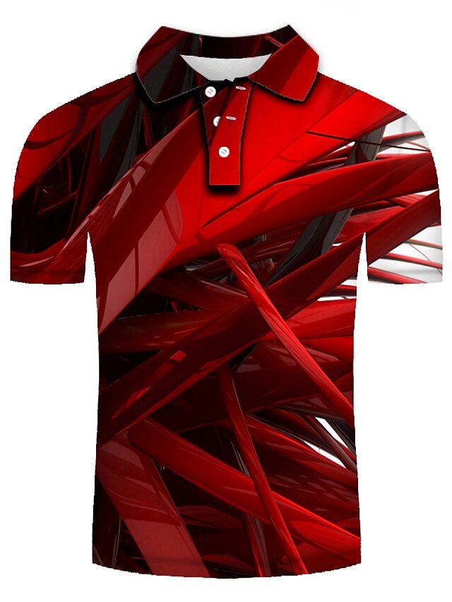  Men's Polo Shirt Tennis Shirt Golf Shirt Geometric Collar Turndown Yellow Red Navy Blue Purple Orange 3D Print Casual Daily Short Sleeve 3D Print Print Clothing Apparel Fashion Personalized Casual