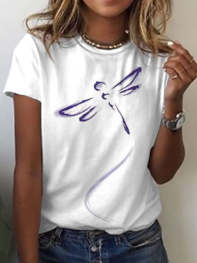  Per donna maglietta Bianco Stampa Pop art Giornaliero Fine settimana Manica corta Rotonda Essenziale Standard S