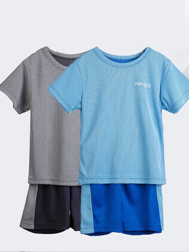  Infantil Para Meninos T-shirt & Shorts Conjunto de t-shirts Fatos de treino Manga Curta 2 Peças Verde Azul Cinzento Imprimir Cor Sólida Roupa de rua 3-13 anos / Curto