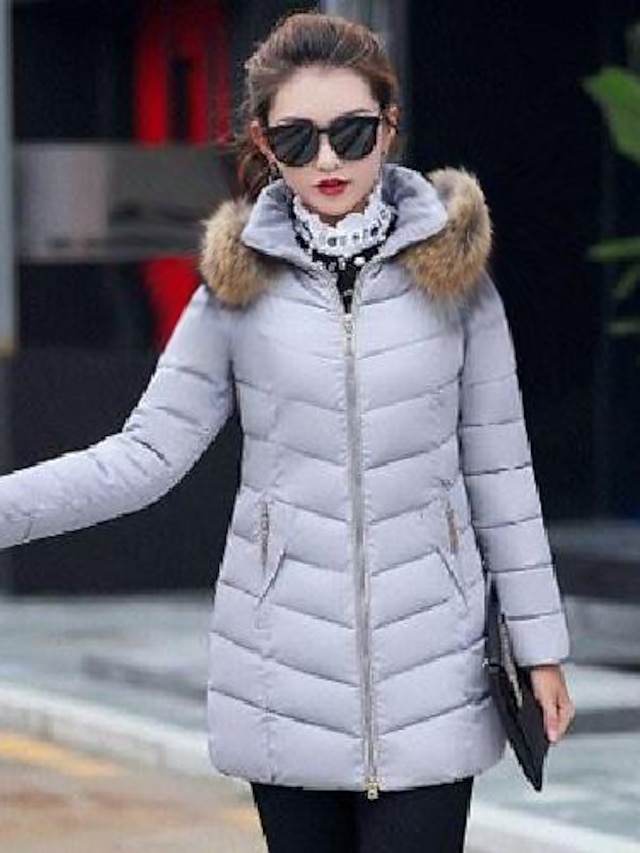  hot sale women's parka winter coat overcoat long down slim jacket outwear (gray, xl)