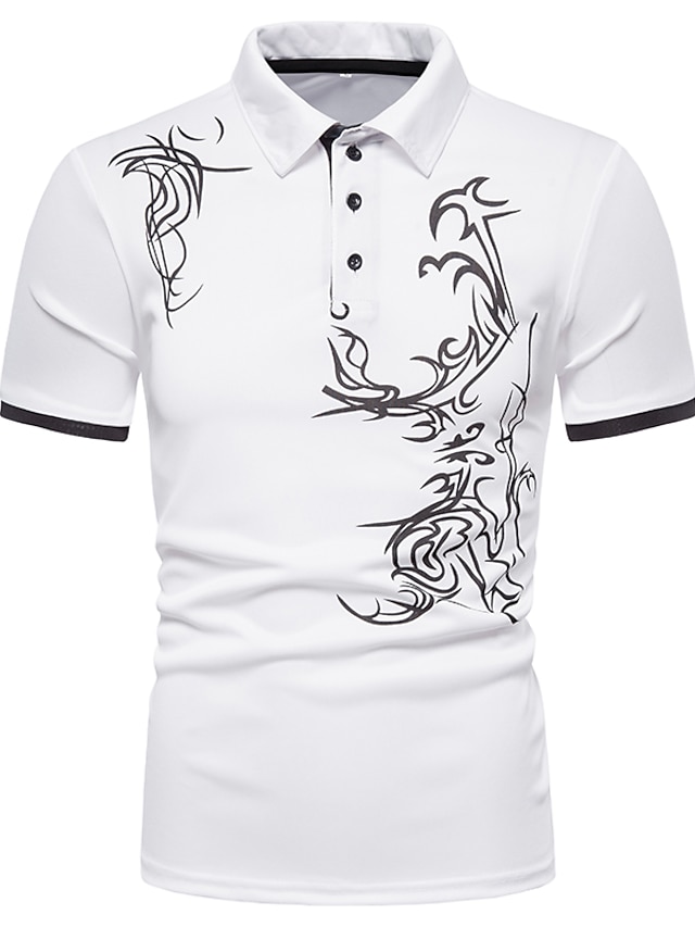  Men's Golf Shirt Tennis Shirt Graphic Other Prints Collar Button Down Collar Daily Work Short Sleeve Print Tops Simple Basic White Black Gray / Hand wash / Wash separately / Iron on reverse / Summer