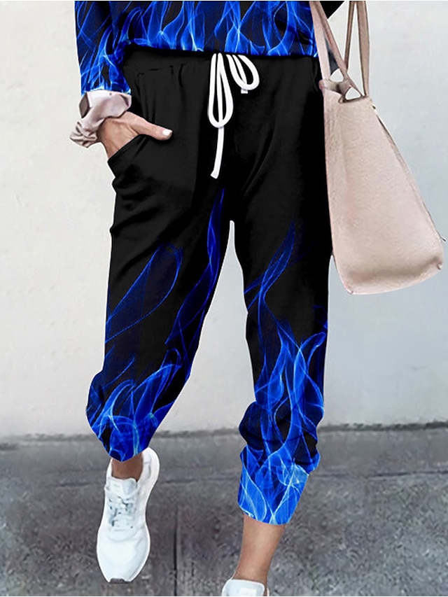 Women's Basic Soft Elastic Drawstring Design Print Jogger Full Length Pants Micro-elastic Home Daily Solid Colored Flame Mid Waist Comfort Blue Purple Green Red Yellow S M L XL XXL