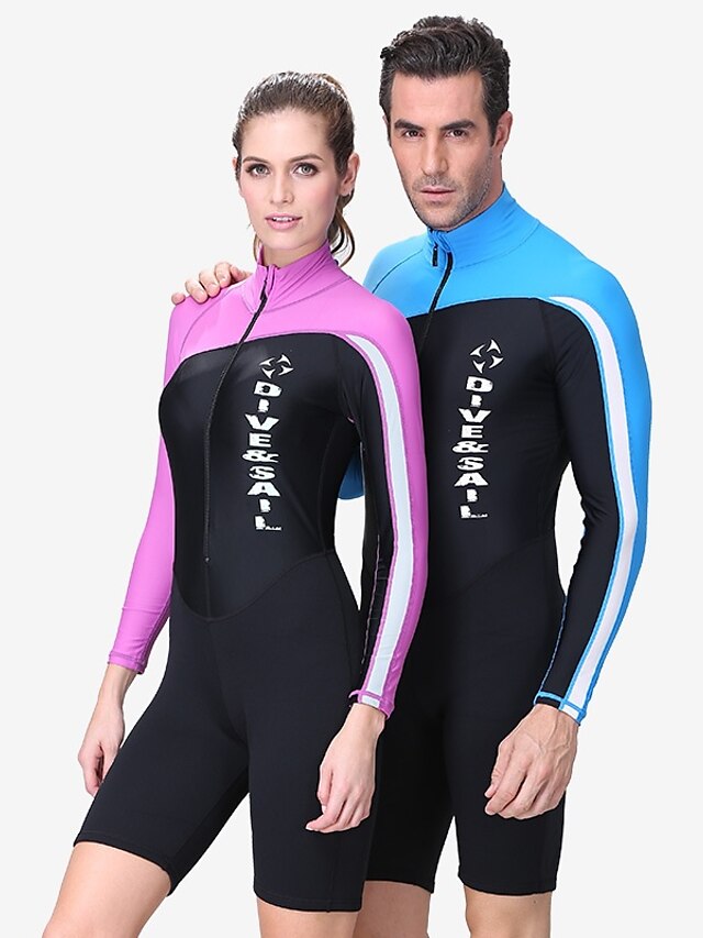  Dive&Sail Men's Shorty Wetsuit 1.5mm SCR Neoprene Diving Suit Thermal Warm Anatomic Design Quick Dry Stretchy Long Sleeve Front Zip - Swimming Diving Surfing Scuba Patchwork Autumn / Fall Spring