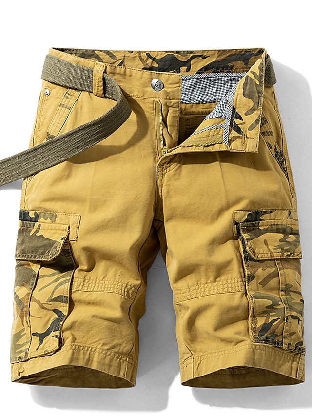  Men's Cargo Shorts Bermuda shorts with Side Pocket Multi Pocket Flap Pocket Solid Color Going out Streetwear 100% Cotton Fashion Cargo Shorts ArmyGreen Blue