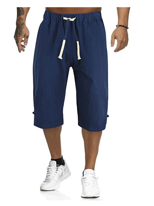  Men's Shorts Shorts Short Pants Casual Solid Color Mid Waist Sports Black Green Black Gray Navy Blue M L XL XXL 3XL