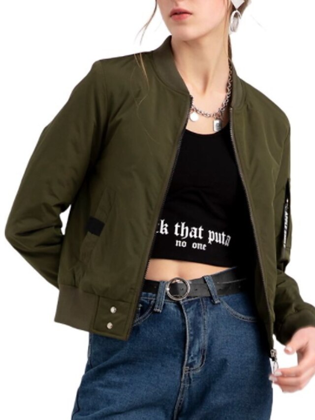  Per donna Giacca bomber Giubbotto Giacca universitaria Inverno Autunno Primavera Strada Giornaliero Corto Cappotto Rotonda Antivento Resistente ai raggi UV Anti-pioggia Tenere al caldo Standard Per