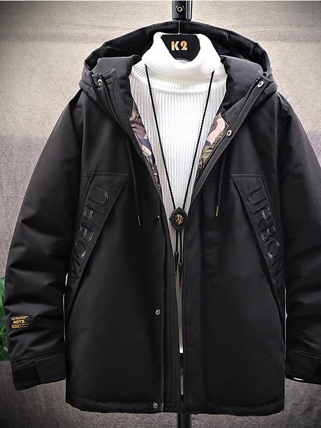  Men's Padded Coat Loose Jacket Solid Colored Gray Khaki Black
