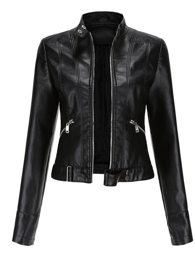  Elegant Women's Daily Faux Leather Jacket