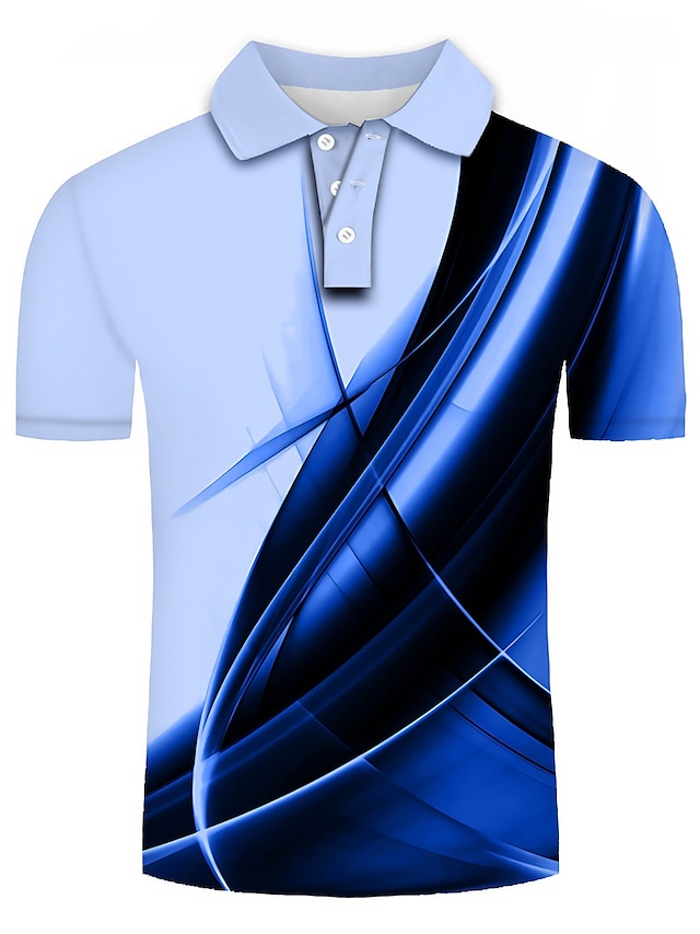  Herre POLO T-skjorte Tennis skjorte Golf skjorte Grafiske trykk Lineær Krage Lysegrønn Rød Grønn Grå 3D-utskrift Gate Avslappet Kortermet Knapp ned Klær Mote Kul Fritid