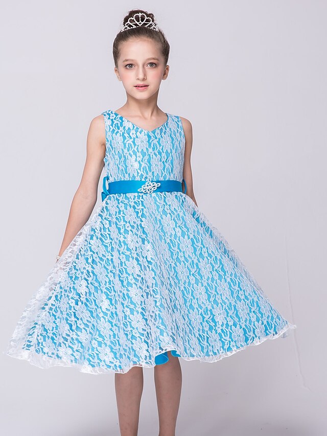  Kids Little Dress Girls' Solid Colored Party Holiday Tulle Dress Print White Black Blue Knee-length Sleeveless Sweet Dresses Spring Summer Thanksgiving Slim 3-12 Years