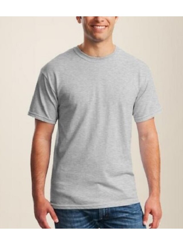  T-shirt Homme Plein non imprimable 1 pc Col Rond Manches Courtes Ample du quotidien Des sports simple Coton / Toutes les Saisons / choisissez une taille plus grande que d'habitude