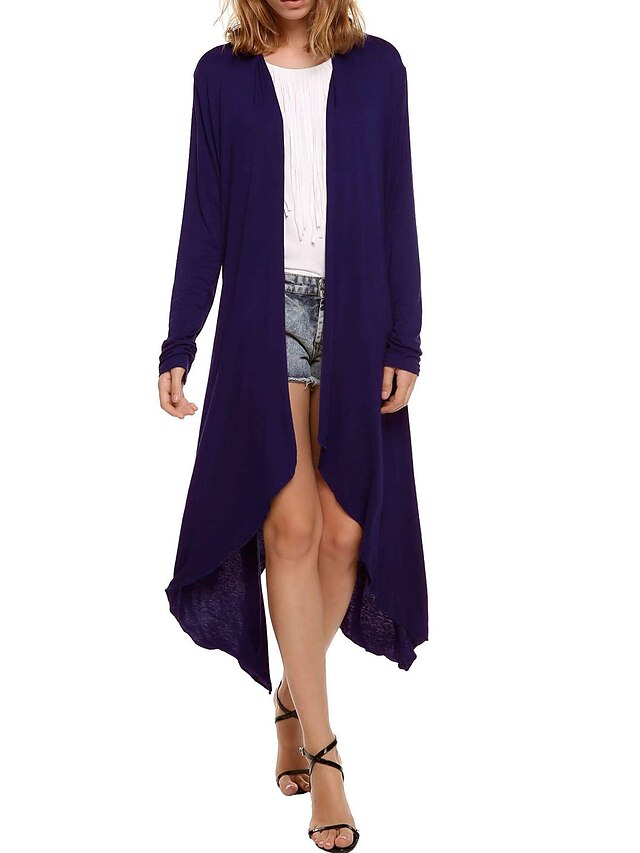  Femme Cardigan Couleur unie Simple Manches Longues Pull Cardigans Printemps Eté Col en U Bleu Violet Vert