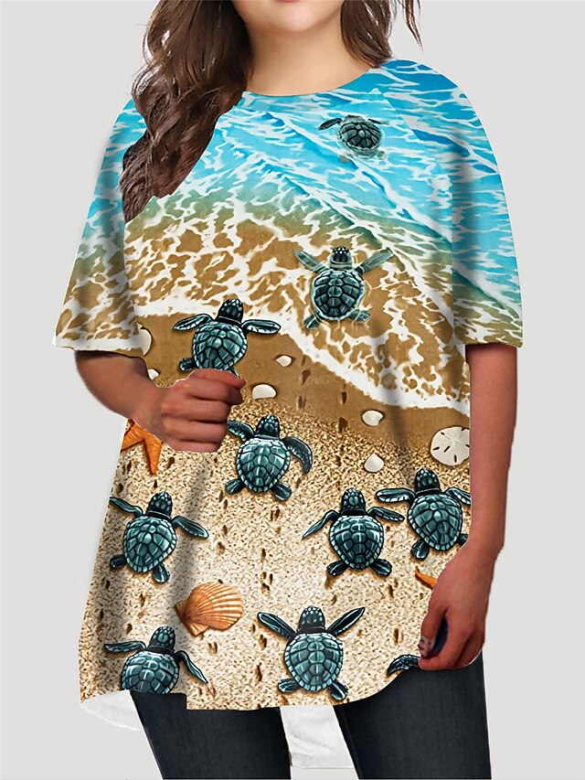  Femme Grande Taille Graphic Robe t-shirt Imprimer Col Rond Demi Manches basique Eté Printemps Casual du quotidien Mini robe Robe