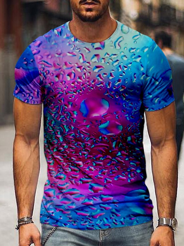  Homens Camiseta Gráfico Cerveja Impressão 3D Decote Redondo Roupa Diária Casual / Diário Manga Curta Imprimir Normal Blusas Roupa de rua Exagerado Arco-íris