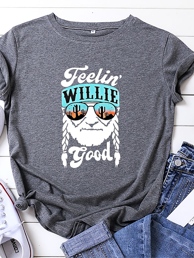  women have a willie nice day t shirt women summer casual willie nelson graphic short sleeve tees tops blue
