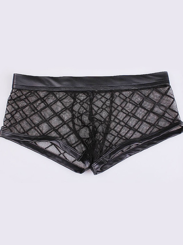  Men's Solid Colored Ultra Sexy Panty Super Sexy Mesh 1 PC Black M