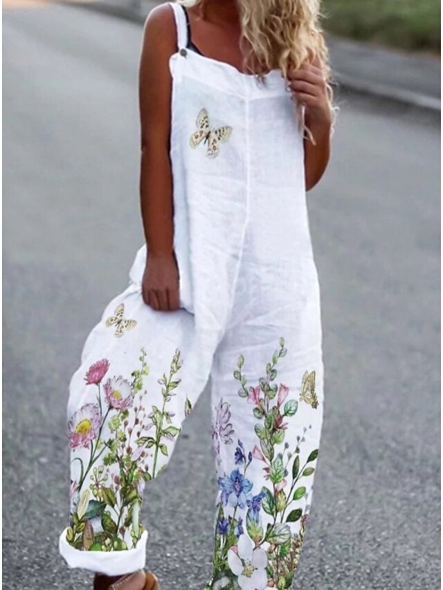  Women's Daily Casual Floral Print Jumpsuits
