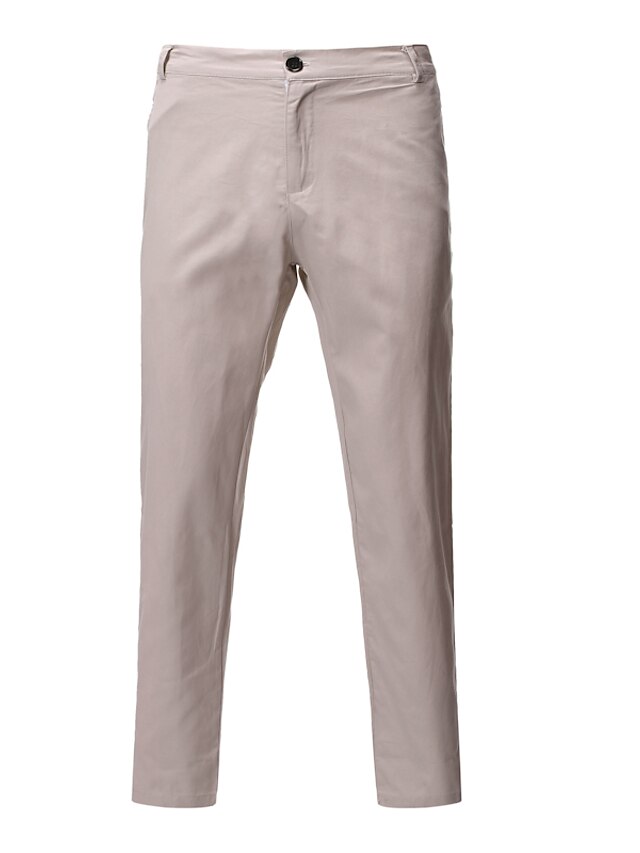  Men's Chino Pocket Straight Chinos Full Length Pants Micro-elastic Business Casual Cotton Blend Solid Color Mid Waist Breathable White Black Khaki Orange Dark Gray M L XL XXL / Summer