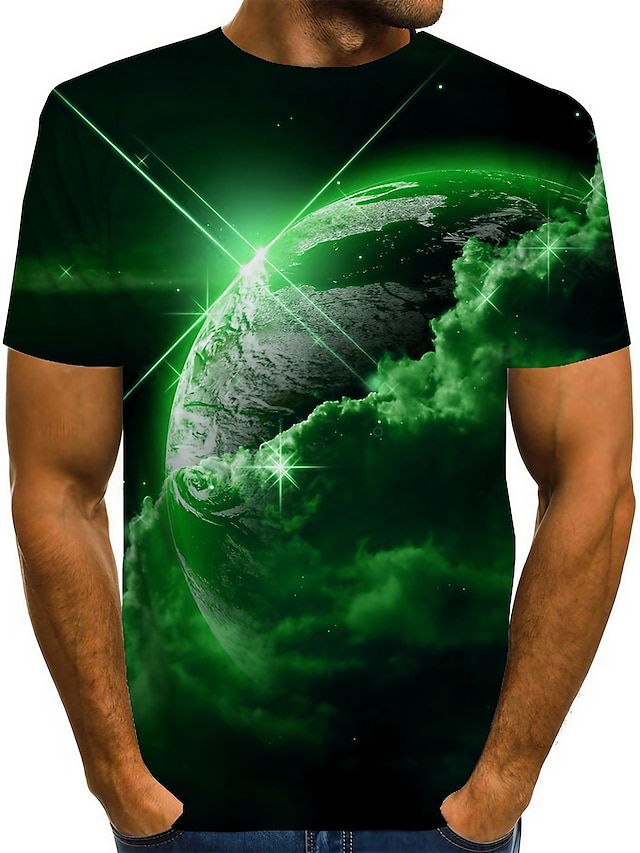  Herre Unisex T-shirt T-Shirts Grafisk Trykt mønster Interstellar Rund hals Gul Rød Blå Lilla Grøn 3D-udskrivning Plusstørrelser Afslappet Daglig Kortærmet Tøj Årgang Originale