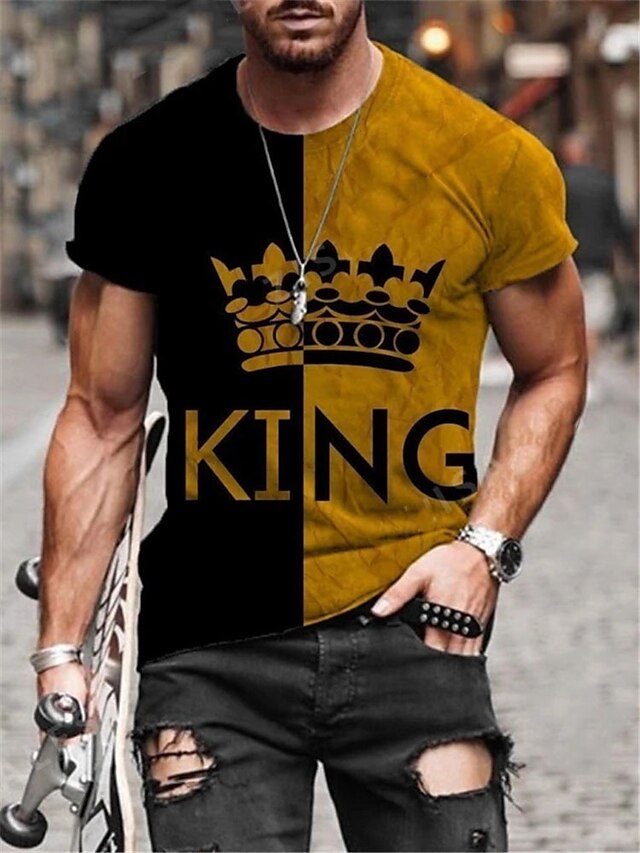  King Crew Neck Men's 3D Print T shirt