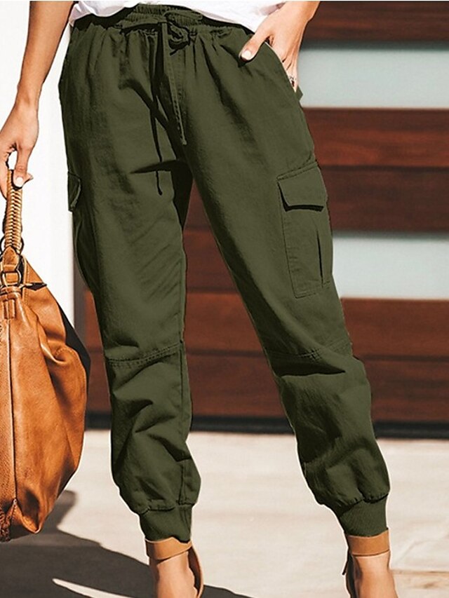  Women's Slacks Cargo Pants Pants Trousers Grey Cargo Casual / Sporty Mid Waist Full Length Plain Outdoor S M L XL XXL / Loose Fit
