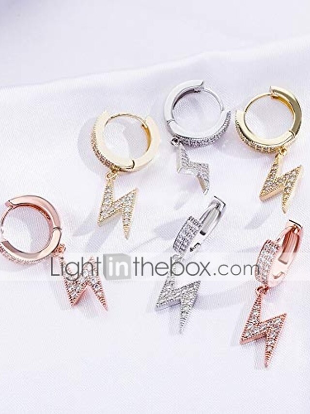  lightning bolt earrings silver plated fashion hip hop jewelry gifts for men women