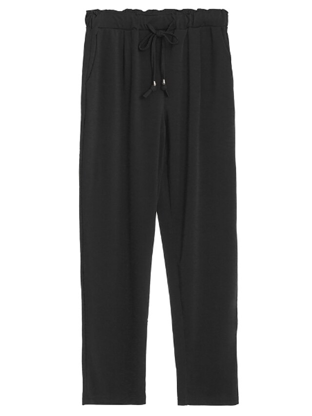  Women's Plus Size Pants Drawstring Solid Color Daily Vacation Chino Full Length High Spring & Summer Black Blue XL XXL 3XL 4XL 5XL / Cotton Blend
