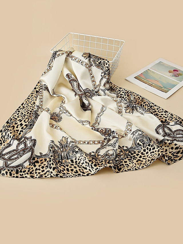  Women's Square Scarf Two-Tone Leopard Holiday Daily Wear Scarf Leopard / Polyester
