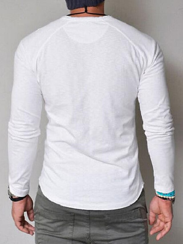  Hombre Camiseta Henley Shirt Tee Camisa de manga larga Henley Plano Normal Manga Larga Ropa Clásico Músculo Grande y alto
