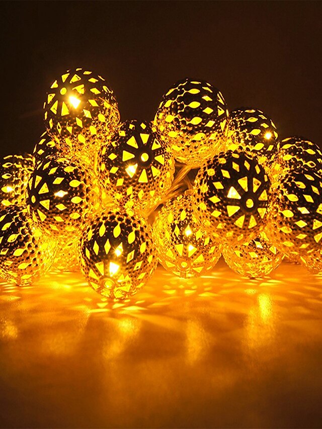  LED String Lights 5M-40LED Moroccan Ball Fairy Garland Copper Patio String Light Globe Fairy Orb Lantern Christmas for Wedding Party Home Decoration USB or 220V Plug