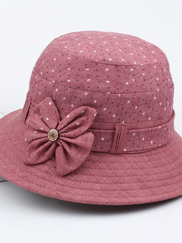  Women's Bucket Hat Sports & Outdoor Floral Style Bow Polka Dot Red Blue Hat / Purple / Gray / Khaki / Summer