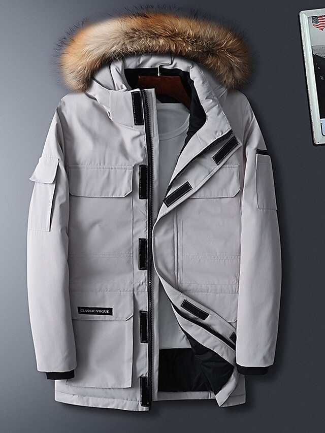  Damen Parka Standard Mantel Normale Passform Jacken Buchstabe Schwarz Beige / Übergrössen / Übergrössen