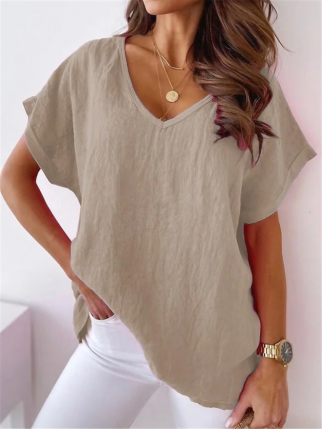  Women's Blouse V Neck Daily Loose Fit
