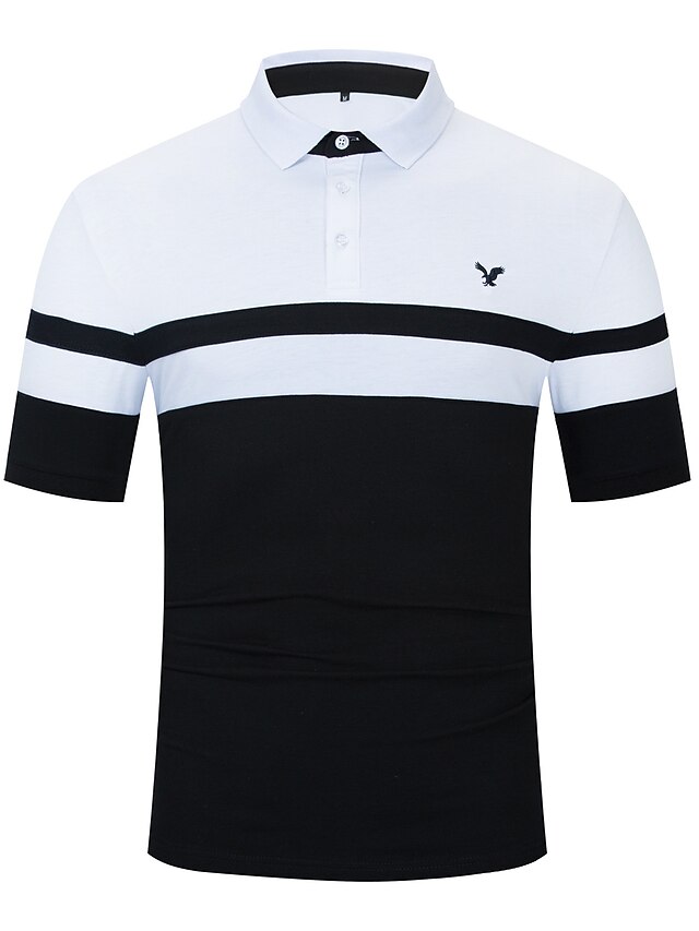  Homens Camisa de golfe Bloco de cor Aberto para a Lateral Colarinho Com Botões Casual Diário Manga Curta Botão para baixo Blusas Simples Básico Formal Moda Branco Cinzento
