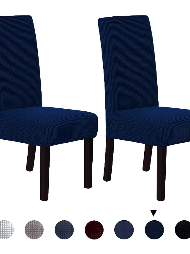  Housse de chaise de salle à manger housse de siège de chaise extensible doux uni couleur unie durable lavable protecteur de meubles pour salle à manger fête
