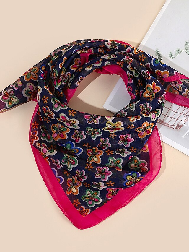  Women's Square Scarf Multi-color Party Scarf Floral