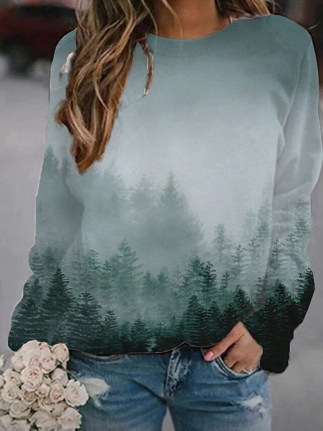  Damen Geometrisch Kapuzenshirt Pullover Rundhalsausschnitt Weihnachten Kapuzenpullover Sweatshirts Lose Grau