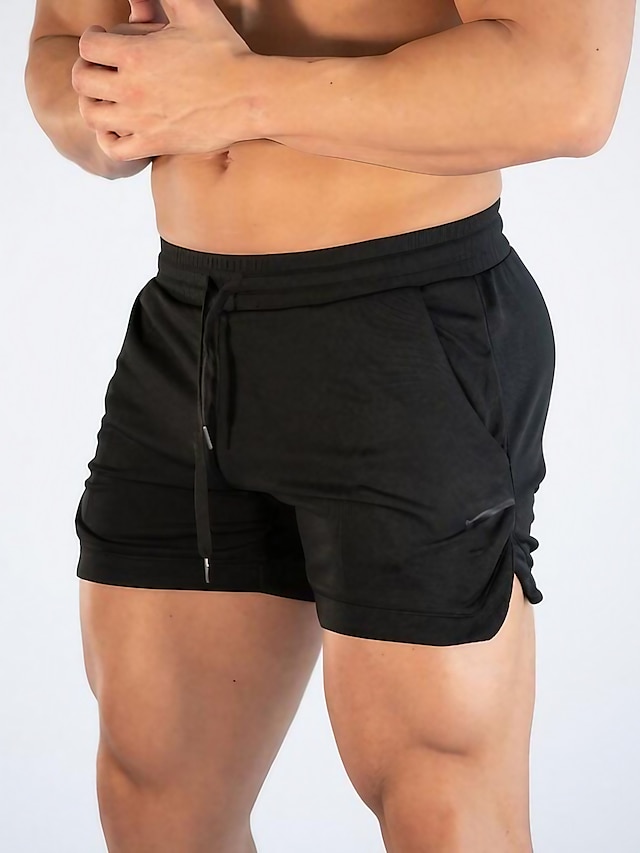  Men's Athletic Shorts 3 inch Shorts Workout Shorts Short Shorts Running Shorts Drawstring Yoga Short Solid Colored Breathable Quick Dry Short Training Sports & Outdoor Fitness Sports Sporty Black