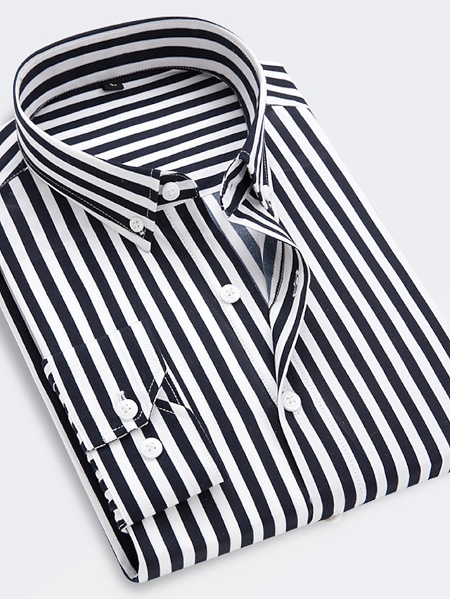  Men's Shirt Dress Shirt Collar Classic Collar Striped White Black Blue Red Navy Blue Long Sleeve Daily Work Tops Formal Casual Slim Fit / Machine wash / Hand wash