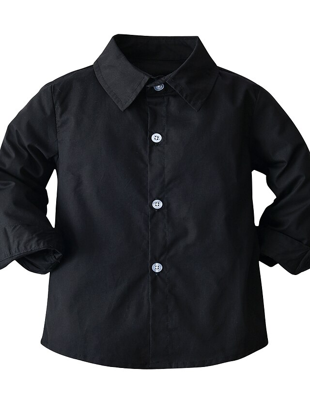  Boys' Black Long Sleeve Casual Shirt 2-8 Years