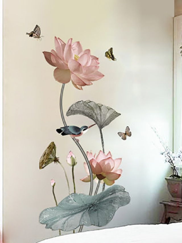  Blumen & Pflanzen Wand-Sticker Schlafzimmer / Wohnzimmer, Abziehbar PVC Haus Dekoration Wandtattoo 1pc