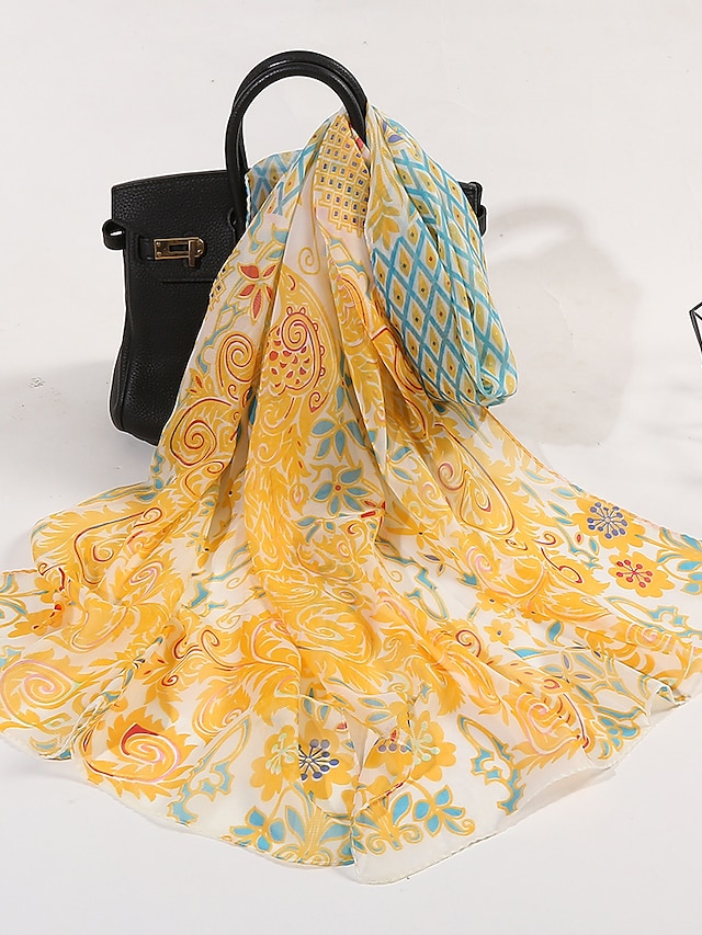  Women's Chiffon Scarf Multi-color Holiday Daily Wear Scarf Graphic / Fall